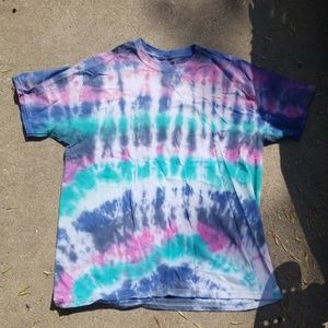 Large black, green, white, and pink tye dye